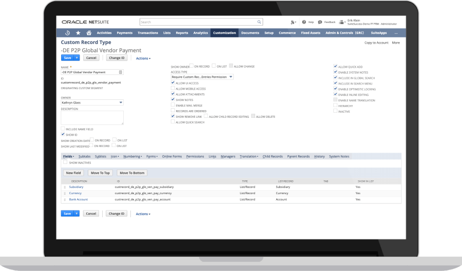 Herramientas de personalización visual de NetSuite