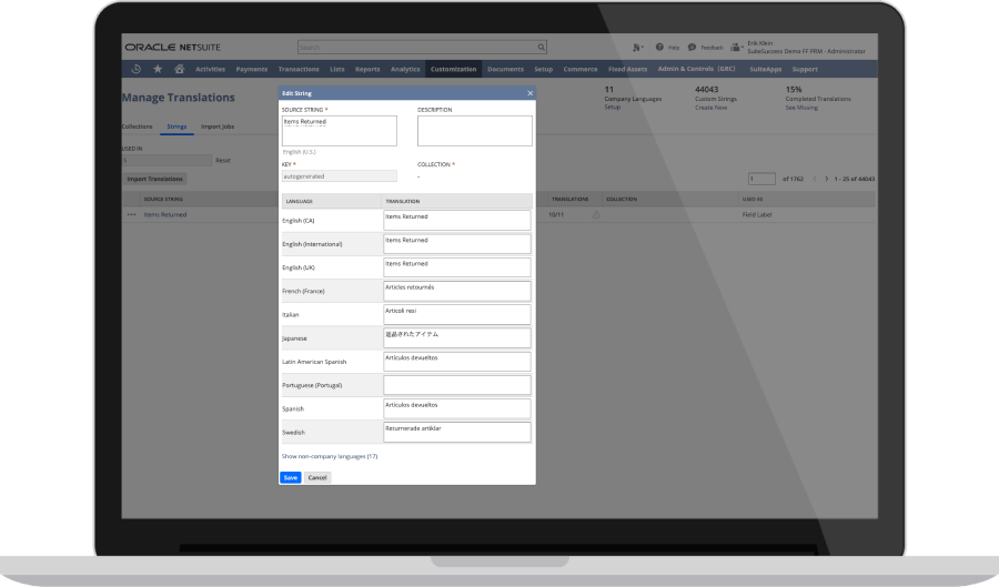 ERP global adaptado a idiomas, monedas y normas locales
