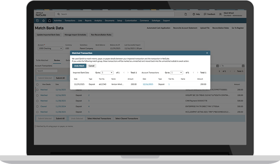 Bank Transaction Matching