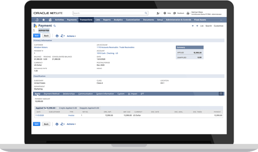 Panel de Gestión de Pagos de NetSuite | Dashboard Financiero para NetSuite Contabilidad Online