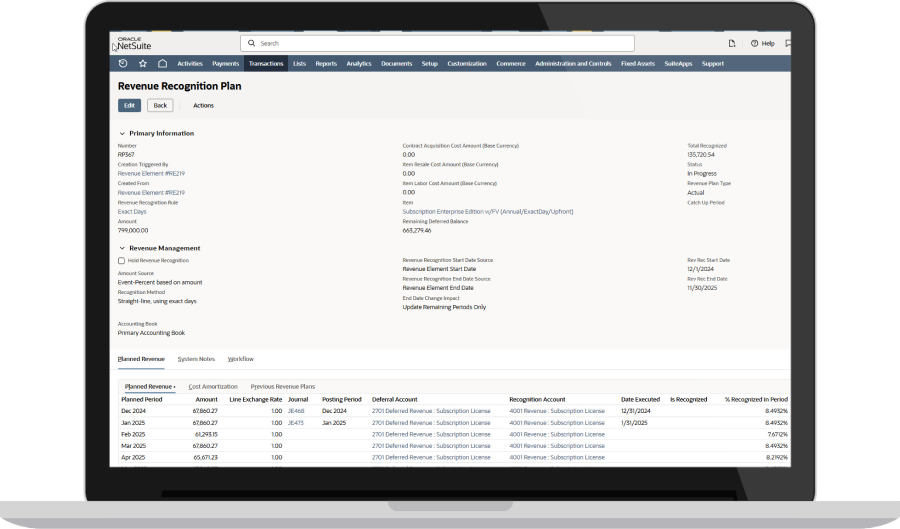 Gestión de planes de ingresos Dashboard