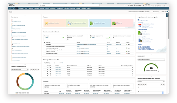 Panel del gerente de compras de NetSuite
