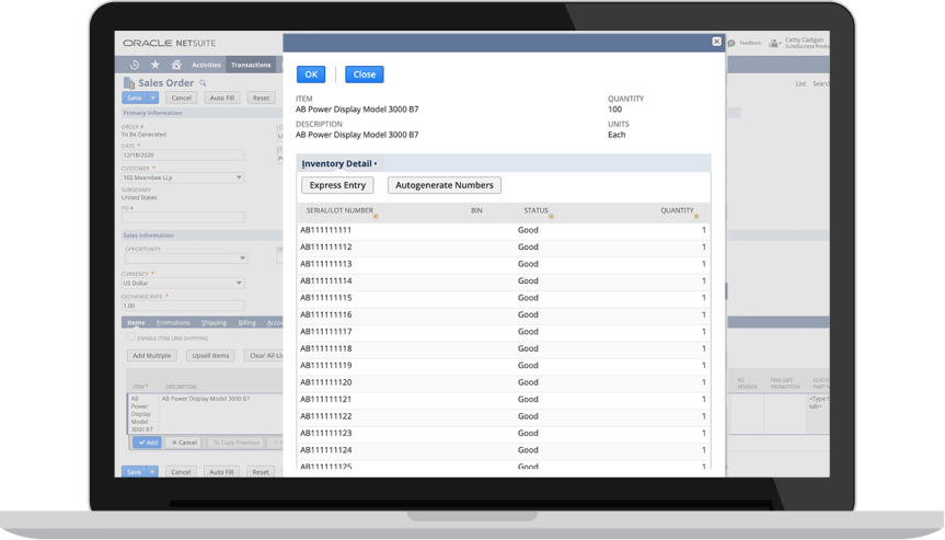 Traceability dashboard